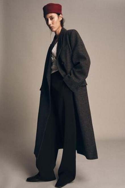 ZARA КЕПКА ИЗ 100% ШЕРСТИ С ОТВОРОТОМ, БУРГУНДИ