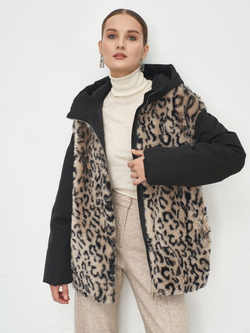 Шуба женская чебурашка тедди с капюшоном короткая, SilverFox (арт. 2204-021-7,4)