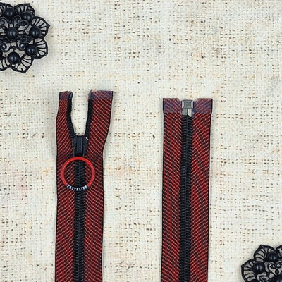 Молния спираль, Т5, L 77 см, чёрный с бордовым