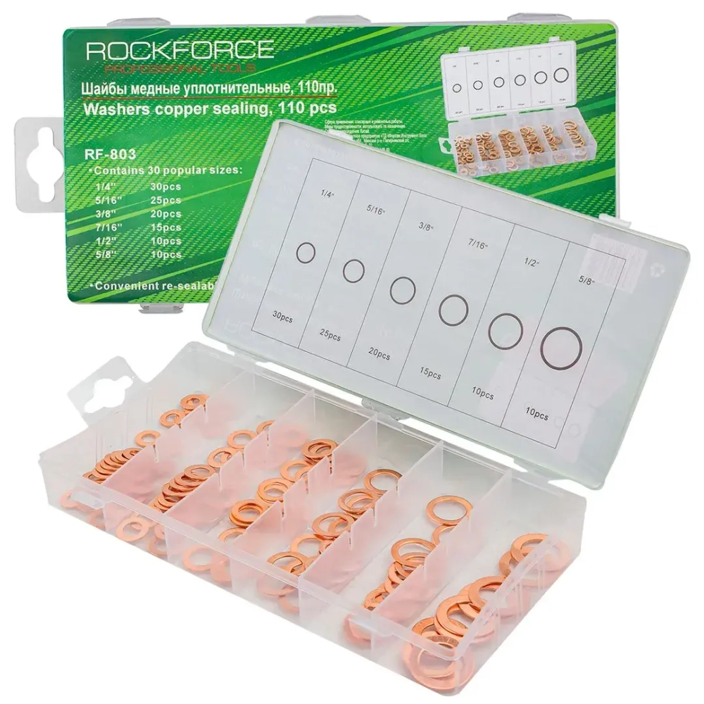 Шайбы медные уплотнительные, 110пр. RockForce##Rock FORCE RF-803