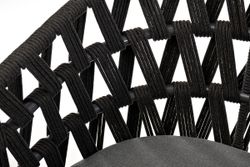 "Диего" стул плетеный из роупа, основание дуб, каркас из стали темно-серый (RAL7024) муар, роуп темно-серый круглый, ткань темно-серая 027