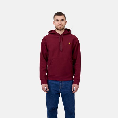Толстовка мужская Carhartt WIP Hooded American Script артикул:I028279_malbec - купить в магазине Дайс