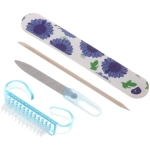 Набор для маникюра и педикюра «Ультрамарин» в косметичке, 4 предмета (щетка, две пилки и палочка), 27*8см