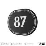 Номерок на дверь квартиры 87, для кабинета, офиса, шильдик 9 х 7 см, черный, Айдентика Технолоджи