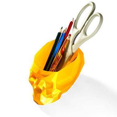 Череп-Ваза для конфет/карандашей, полигональная, 3D печать, золотая