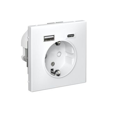 Розетка ArtGallery 16А с 2-мя заряд. устройствами USB A+C 5В/2.4А/3А 2х5В/1.5А механизм бел. SE GAL000132