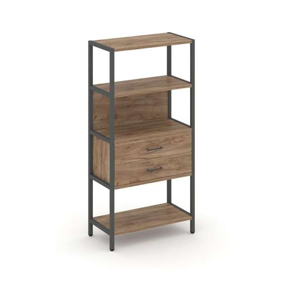 Shelf System Односекционный стеллаж четырехярусный с ящиками SN.STM-412 Дуб Табак/Металл Антрацит 81