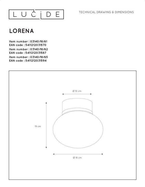 Потолочный светильник Lucide Lorena 03140/18/62