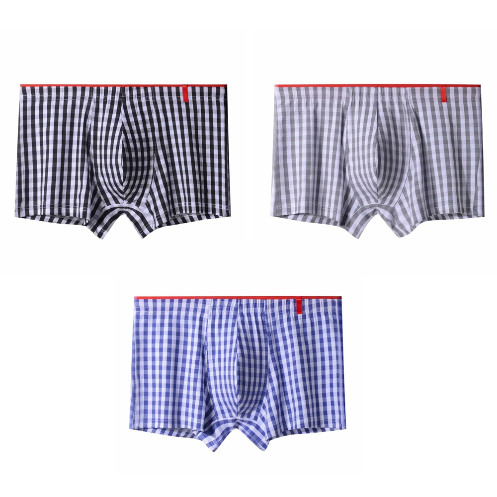 Набор из 3 мужских трусов-боксеров в клетку (Размер: M) (Цвет: разноцветный)