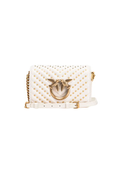 MINI LOVE BAG CLICK CHEVRON STUDS – white+white-antique gold
