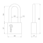 Замок навесной PK-1550L 3 key диск.ключ длиная дужка