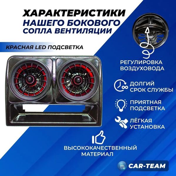 Центральное сопло панели приборов ВАЗ 2110, 2111, 2112 (старая панель) регулируемое, в стиле AMG с красной подсветкой