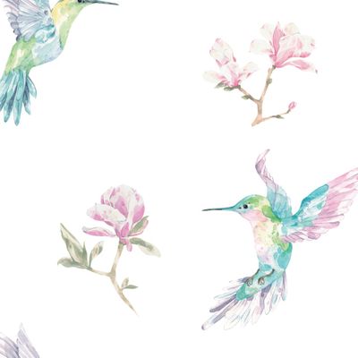 Колибри и магнолия. Акварель