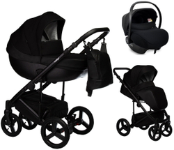 Детская коляска Indigo Tour Eco 3 в 1 с автокреслом Avionaut Cosmo Te07 черная кожа+черный