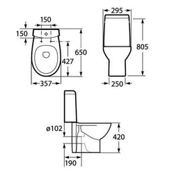 Унитаз напольный с бачком Roca Victoria Nord 342ND7000 схема
