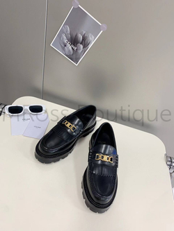 Женские лоферы Celine Margaret кожаные в черном цвете