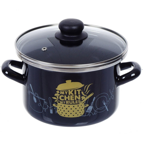 Кастрюля сталь, эмал, 3 л, с крыш, Сантэкс, Моя кухня, 1-2230112, индукц