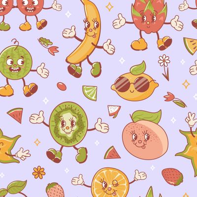 фрукты ретро картун