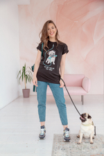 Black T-shirt with a dog