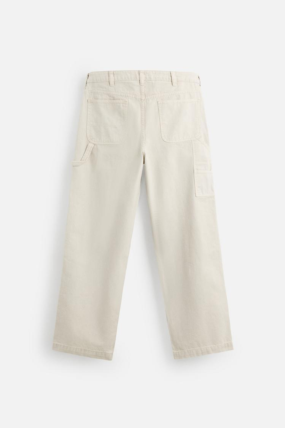 ZARA БРЮКИ КАРГО С КАРМАНОМ С ЭФФЕКТОМ БРЫЗГ КРАСКИ, ЖЕЛТОВАТО-БЕЛЫЙ