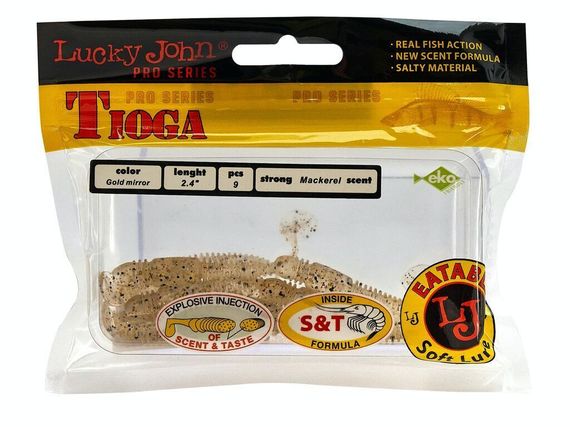 Виброхвосты съедобные LJ Pro Series TIOGA 2.4in (6,2 см), цв. S10, 9 шт.