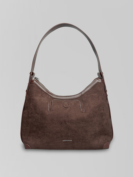 Сумка May Va 5057 замшевая на замке с одной ручкой и наружным кармашком на кнопке