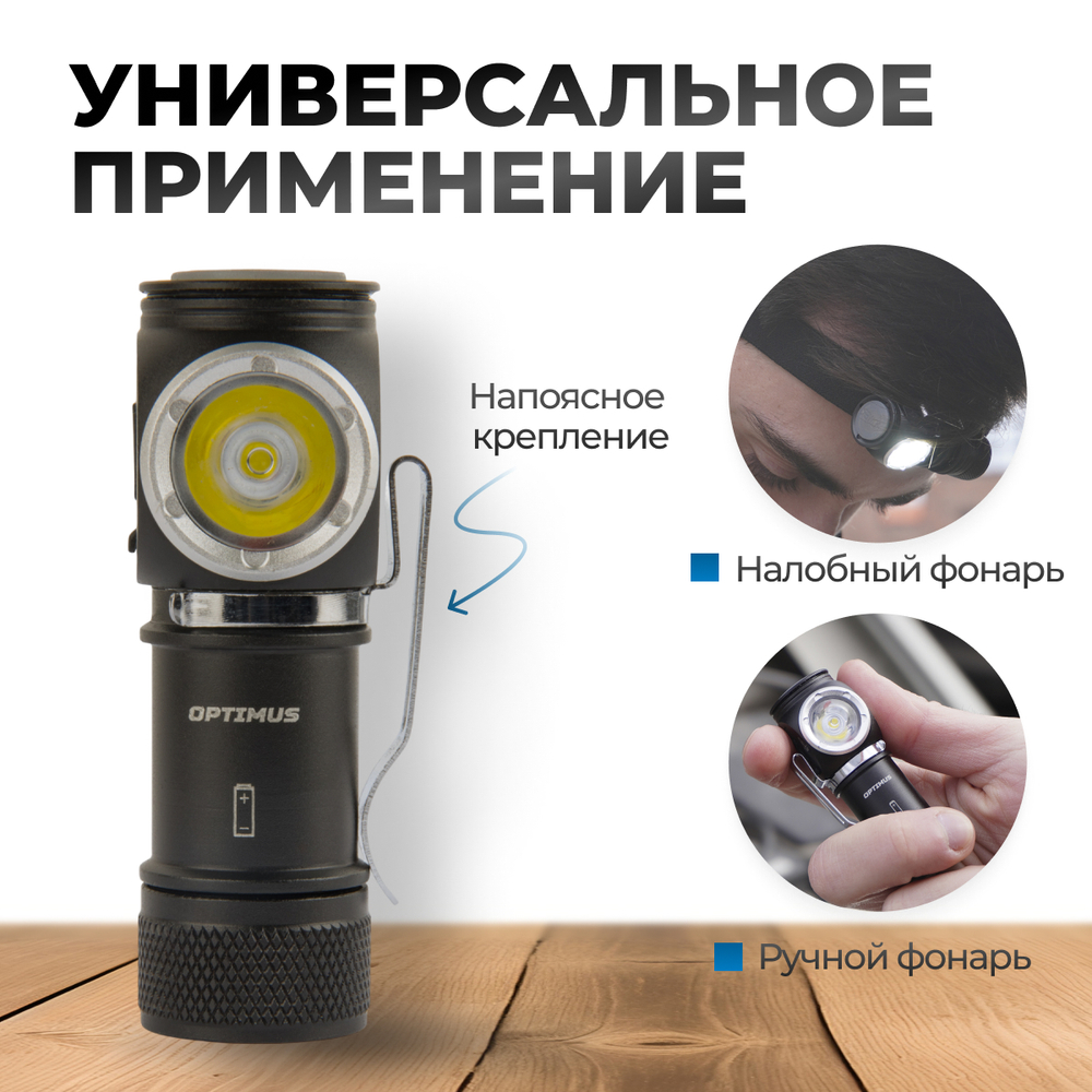 OPT-HL600 Фонарь налобный съёмный, 600 Лм
