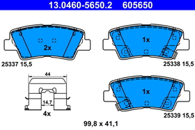 ATE - 13046056502-ATE - Brake Pad Set, disc brake