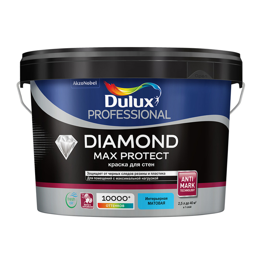 Краска для стен и потолков водно-дисперсионная Dulux Diamond Max Protect матовая база BC 2,25 л
