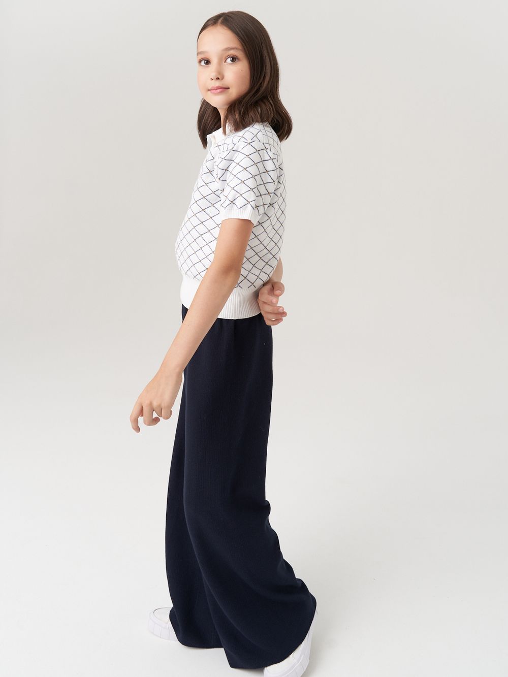 Брюки широкие для девочки AT991 синий