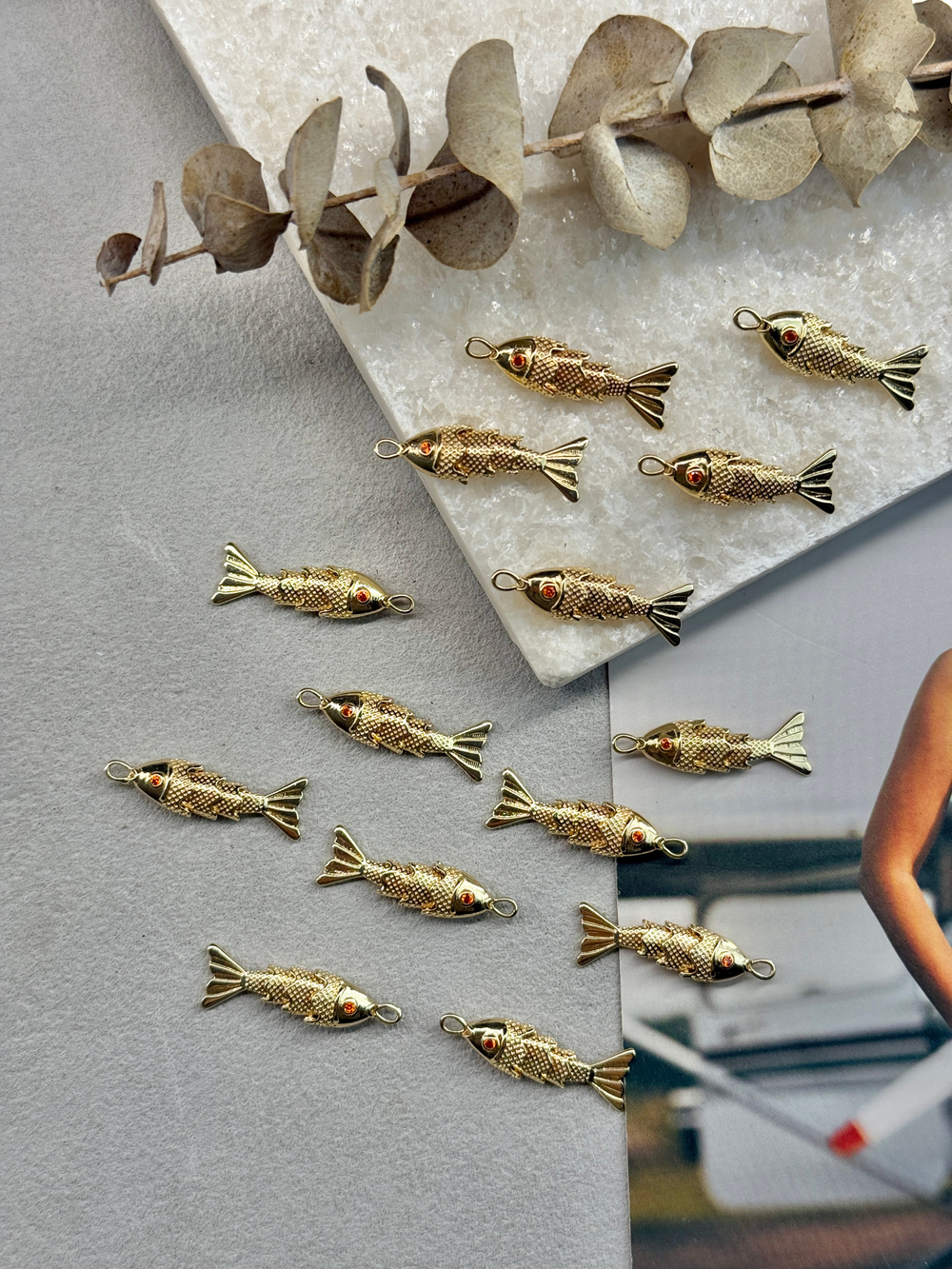 Подвеска "Рыба" 27*9 мм, позолота 14к