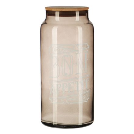 HEREVIN Бон Аппетит Банка для сыпучих продуктов с деревянной крышкой, стекло, 1400мл, 232002-266