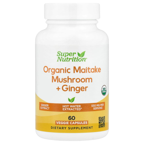 Super Nutrition, органический гриб-баран с имбирём, 60 вегетарианских капсул