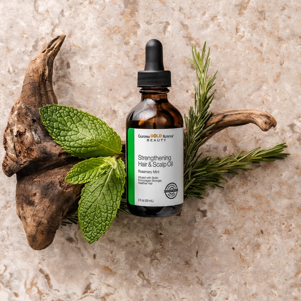 California Gold Nutrition, укрепляющее масло для волос и кожи головы, биотин, розмарин и мята, 59 мл (2 жидк. унции)