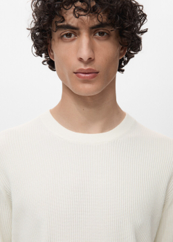 Хлопковый джемпер из тонкого трикотажа в рубчик