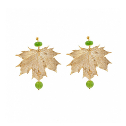Серьги листья Ester Bijoux Филигранный Канадский Клён OR992-G/GREEN BR