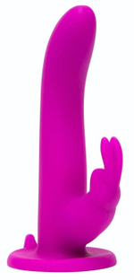 Лиловый страпон Rechargeable Vibrating Strap-On Harness Set - 17,6 см. (Цвет: лиловый)