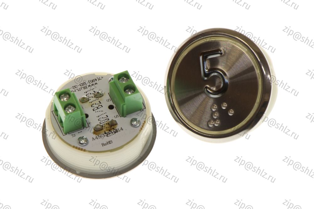 Кнопка (кнопочный модуль) EA2406S-S-R &quot;5 этаж&quot;, круглая, красная статическая подсветка, Брайль