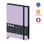 Ежедневник недатированный, А5, 136л., кожзам, Berlingo "Instinct", черный/лаванда, с резинкой