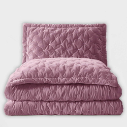 Покрывало 250х260 и 2 декоративные наволочки Arya home Ansel сиреневый