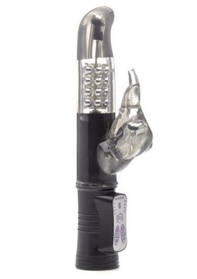 Чёрный вибратор Elephant со слоником для клиторальной стимуляции - 23 см. (Цвет: черный)