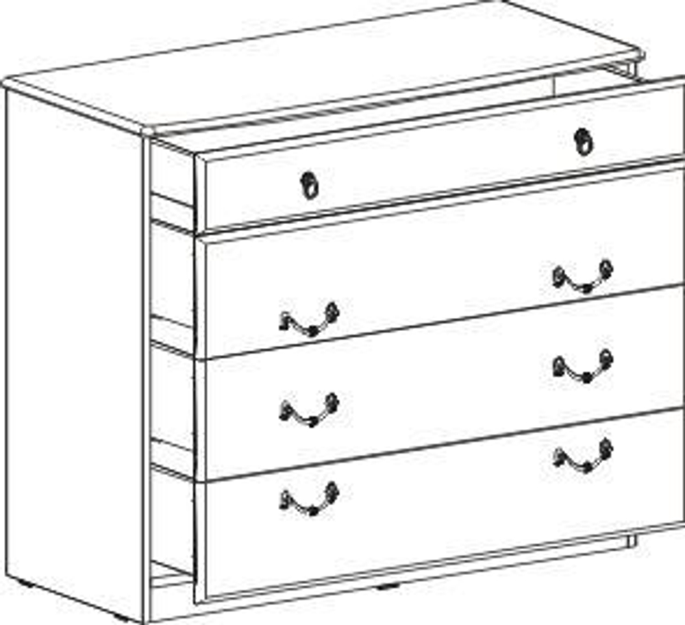 Комод с 4мя ящиками "Николь" 	Ваниль / Ясень жемчужный