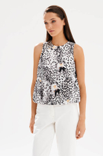 23558 Блузка женская (черно-молочный принт)