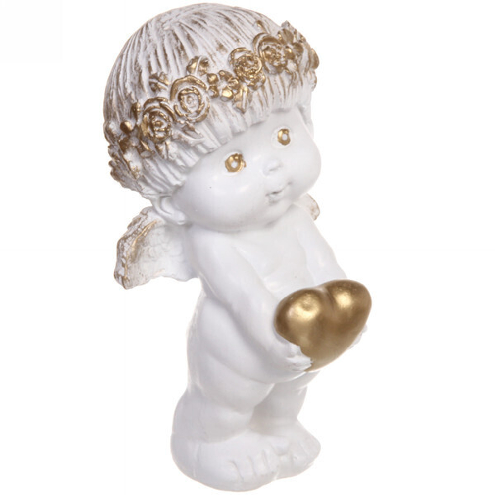 Статуэтка из гипса «Ангел с сердцем» 23см позолота
