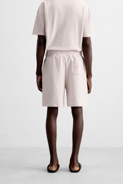 ZARA ШОРТЫ-ДЖОГГЕРЫ ИЗ РЕЛЬЕФНОЙ ТКАНИ, РОЗОВЫЙ/ЛИЛОВЫЙ