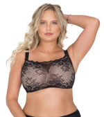 Бюстгальтер-топ plus size из кружевного полотна с цветочным рисунком (Размер: 110D) (Цвет: черный)