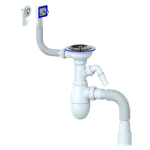 B427P CИФОН ДЛЯ МОЙКИ С ВЫПУСКОМ 3 1/2" на (Ø 40), с ПРЯМ И КРУГЛЫМ ПЕРЕЛИВОМ, С ГИБКИМ СОЕДИНЕНИЕМ