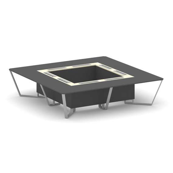 Steel Meet Стол переговорный квадратный KM-PR.B.SP-16K Антрацит/Ваниль Глянец/Металл Серый 3200*3200