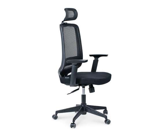 Кресло офисное  Лондон офис black plastic  черный пластик  черная сетка  черная ткань