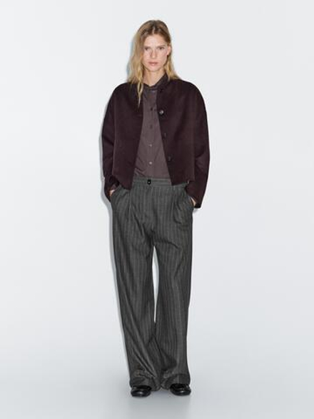 Massimo Dutti Брюки в тонкую полоску с широкими штанинами, серый